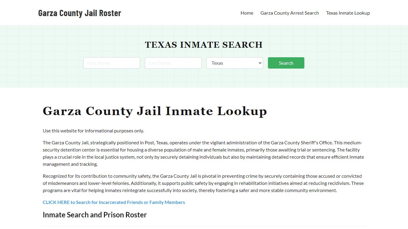 Garza County Jail Roster Lookup, TX, Inmate Search