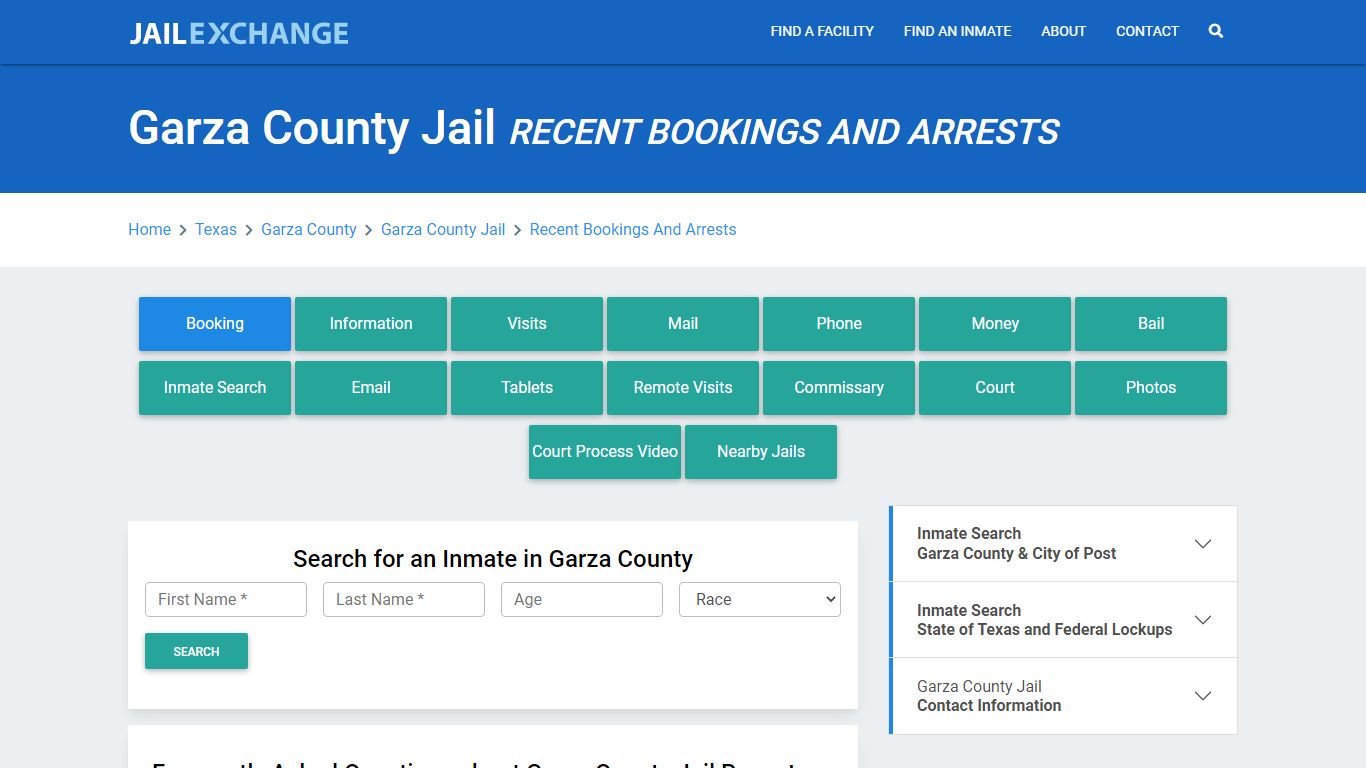 Garza County Jail Recent Bookings And Arrests - Jail Exchange